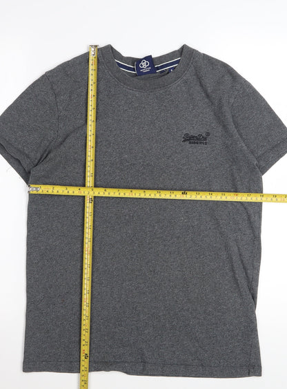 Superdry Men's Grey Cotton Crew Neck Short Sleeve T-Shirt Size S