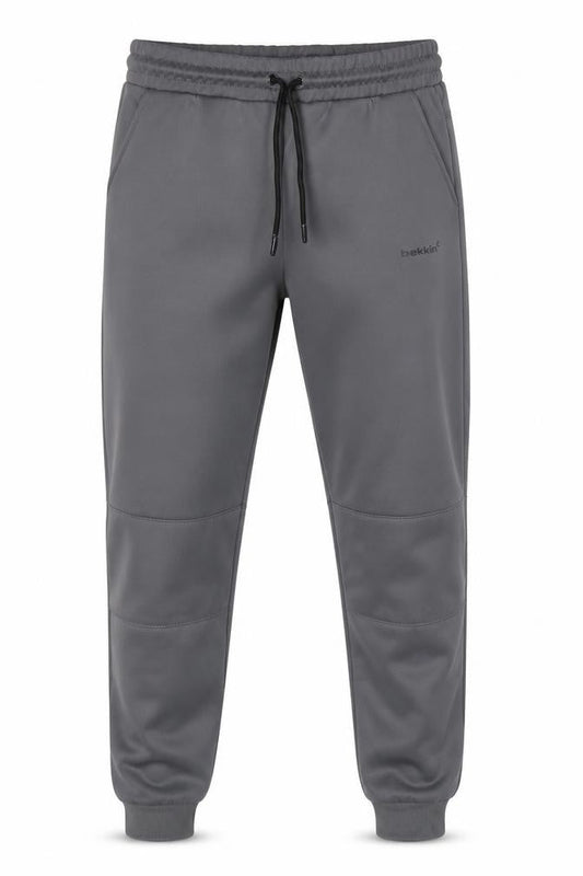Bekkin Men's Grey Jogger Trousers M Regular Fit Polyester Blend