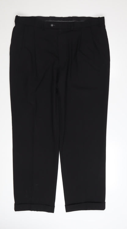 Marks and Spencer Men's Black 40W 31L Wool Blend Dress Pants