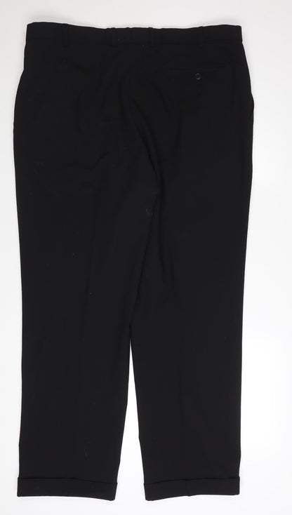Marks and Spencer Men's Black 40W 31L Wool Blend Dress Pants