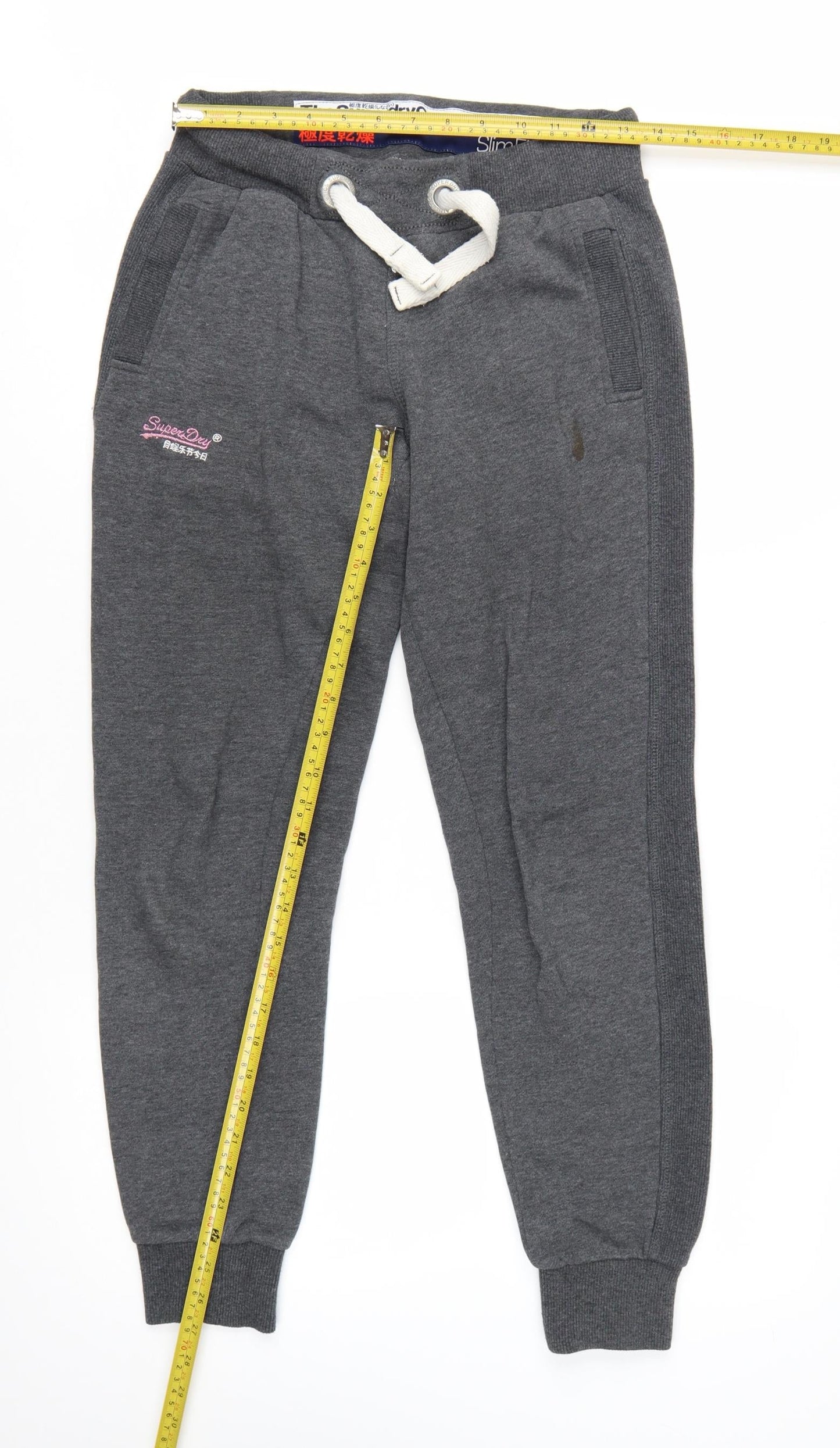 Superdry Men's Grey Slim Fit Joggers Size S Elastic Waist Cotton Blend