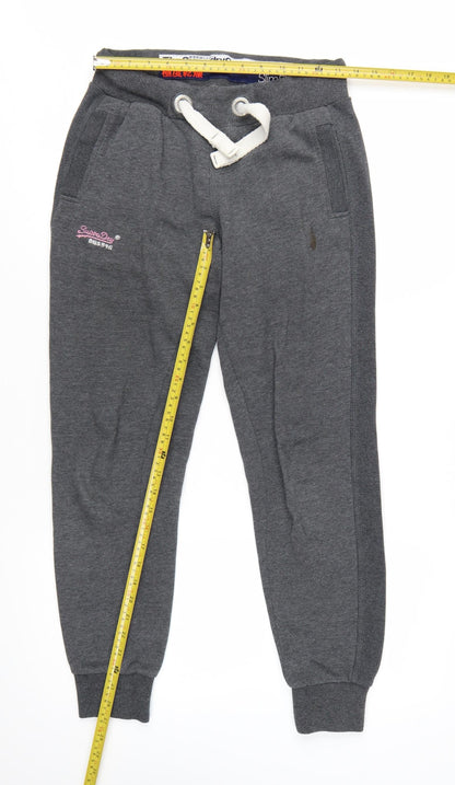 Superdry Men's Grey Slim Fit Joggers Size S Elastic Waist Cotton Blend