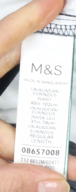 Marks and Spencer Men’s Blue Chino Trousers 40x31 Regular Fit