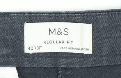 Marks and Spencer Men’s Blue Chino Trousers 40x31 Regular Fit
