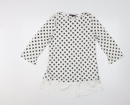 Marks and Spencer Women's White Geometric Tunic Blouse Size 12