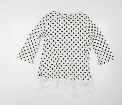 Marks and Spencer Women's White Geometric Tunic Blouse Size 12