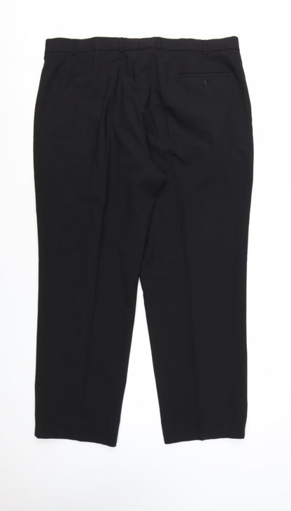 Marks and Spencer Men's Black Wool Blend Pleated Dress Trousers 40W 29L