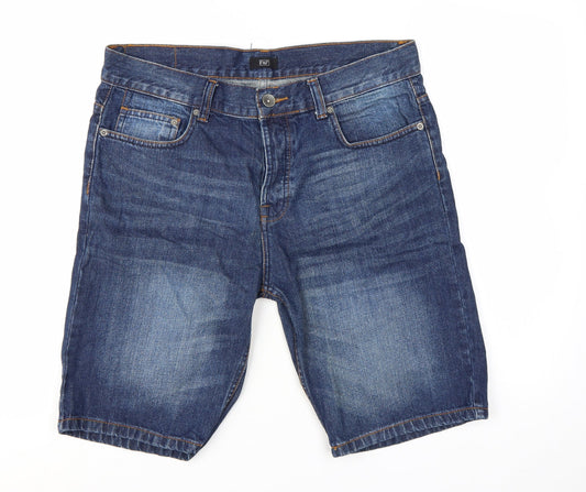 F&F Men’s Blue Denim Chino Shorts Size L 34in Regular Fit