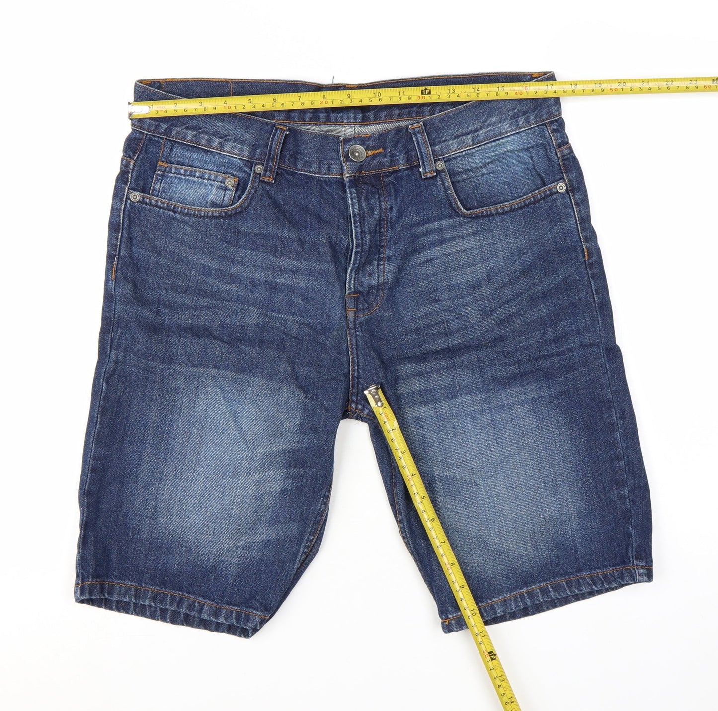 F&F Men’s Blue Denim Chino Shorts Size L 34in Regular Fit