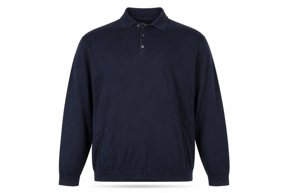 Next Men's Blue 2XL Cotton Collared Henley Jumper