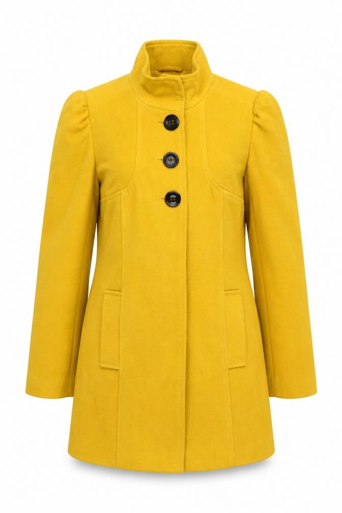 F&F Women's Yellow Mid-Length Button Overcoat Size 12