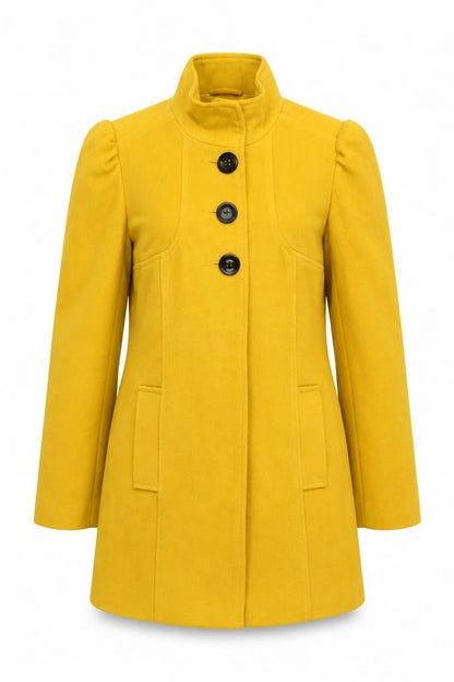 F&F Women's Yellow Mid-Length Button Overcoat Size 12