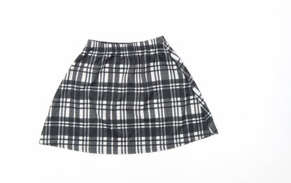 Boohoo Women's Black Plaid A-Line Mini Skirt Size 10
