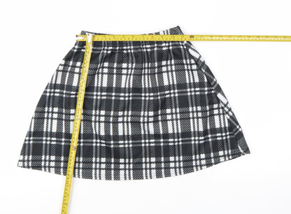 Boohoo Women's Black Plaid A-Line Mini Skirt Size 10