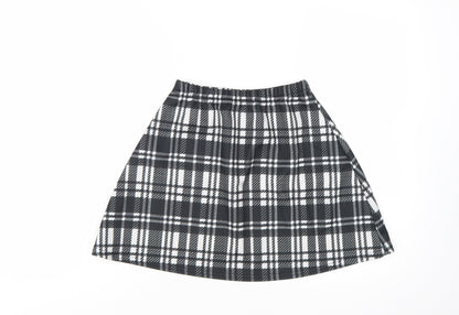 Boohoo Women's Black Plaid A-Line Mini Skirt Size 10