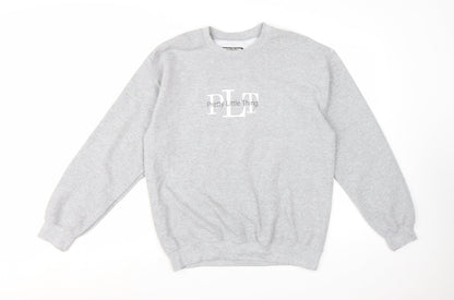 Pretty Little Thing Women Grey Pullover Sweatshirt Size S Logo Print