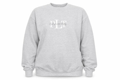 PRETTYLITTLETHING Women Grey Pullover Sweatshirt Size S Logo Print