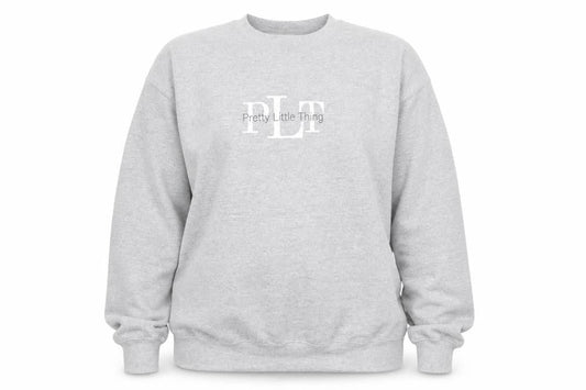 PRETTYLITTLETHING Women Grey Pullover Sweatshirt Size S Logo Print