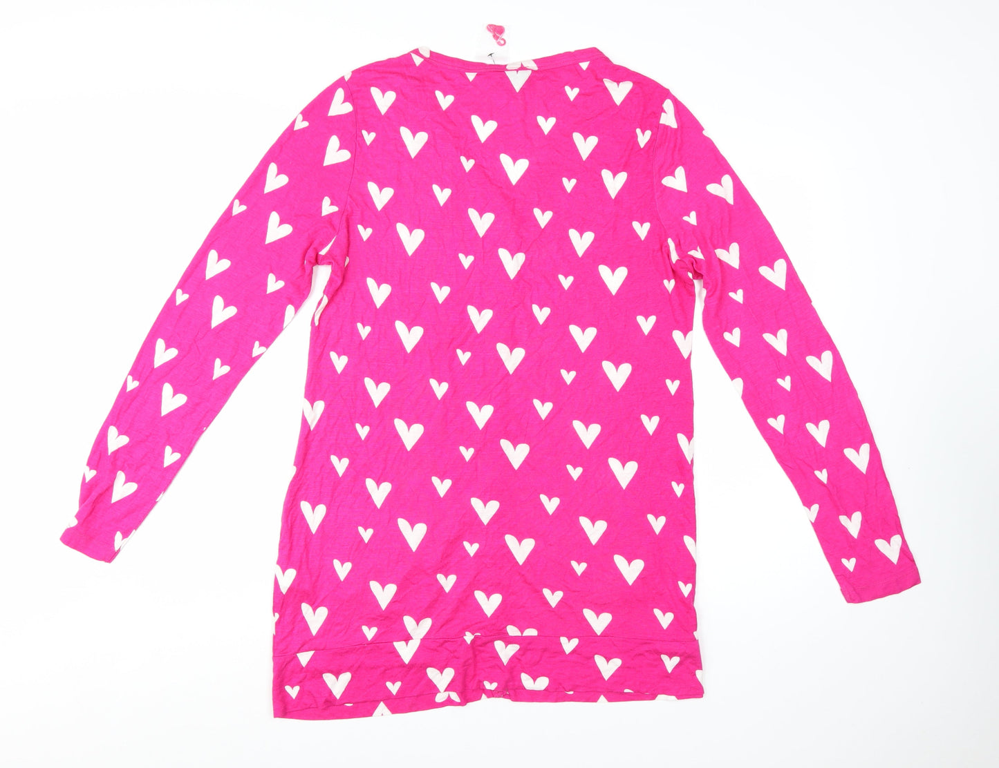 BEYOU Womens Pink Heart Print Long Sleeve Button-Up Tunic Top Size 18