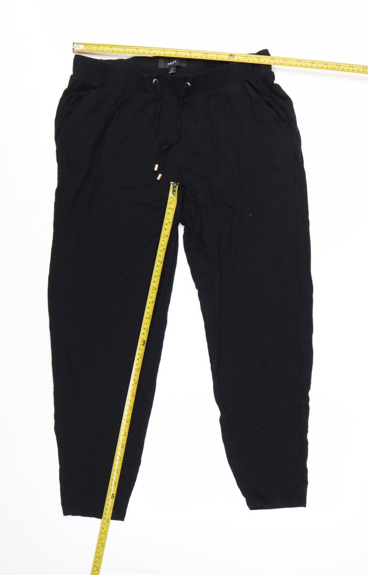 NEXT Women's Black Size 12 Viscose Jogger Trousers with Drawstring Waist