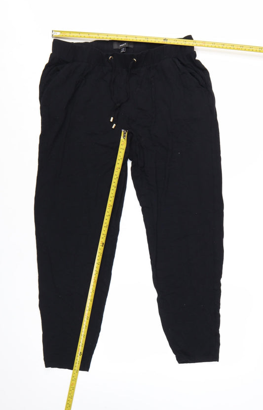 NEXT Women's Black Size 12 Viscose Jogger Trousers with Drawstring Waist