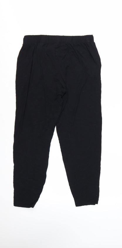 NEXT Women's Black Size 12 Viscose Jogger Trousers with Drawstring Waist