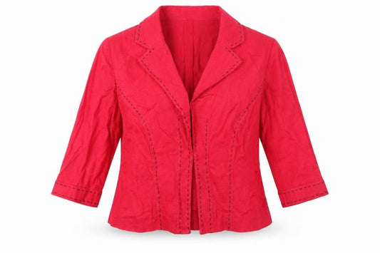 Marks and Spencer Women Red Petite 14 Short Sleeve Cotton Blazer