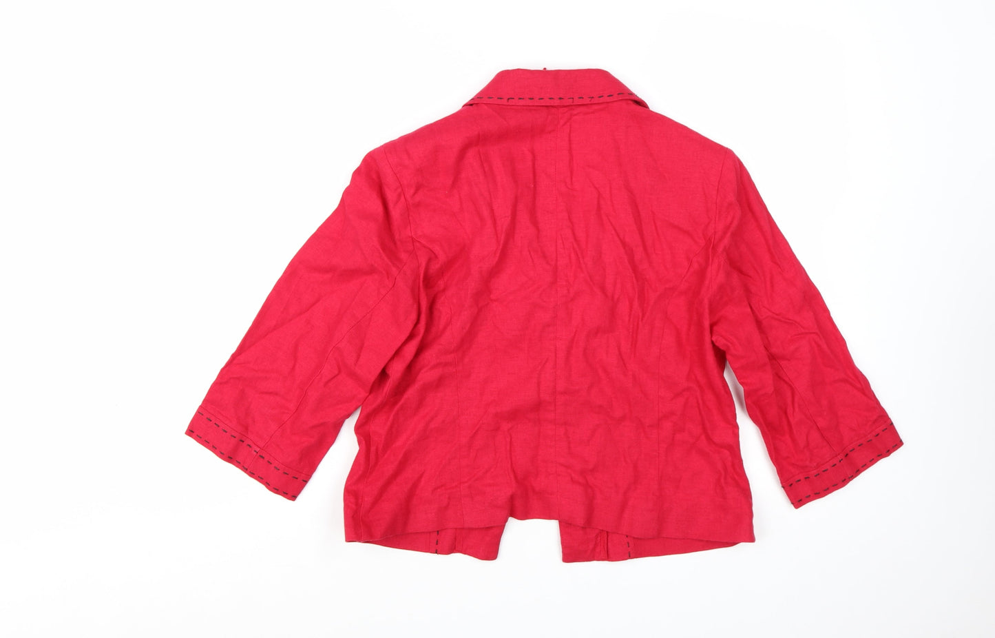 Marks and Spencer Women Red Petite 14 Short Sleeve Cotton Blazer