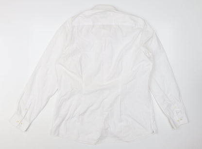 Next Men's White Regular Fit Long Sleeve Button-Up Shirt Size 17