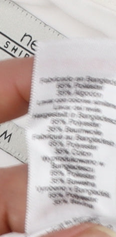 Next Men's White Regular Fit Long Sleeve Button-Up Shirt Size 17