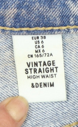 H&M Women’s Blue Vintage Straight High Waist Jeans Size 10