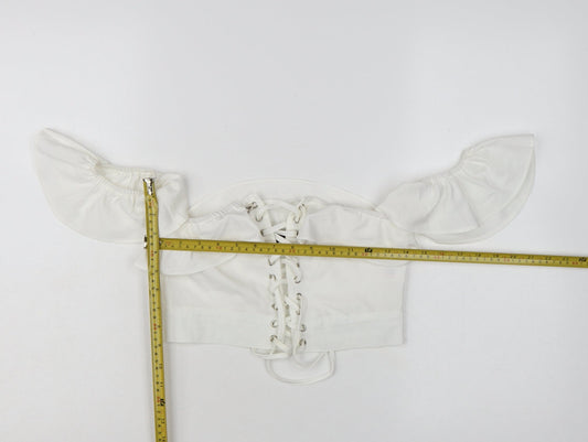 PrettyLittleThing Women’s White Off Shoulder Ruffle Cropped Blouse UK 6