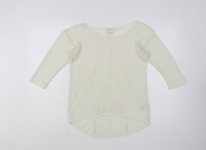 Next Women Ivory Knit 3/4 Sleeve Pullover Jumper Size 12