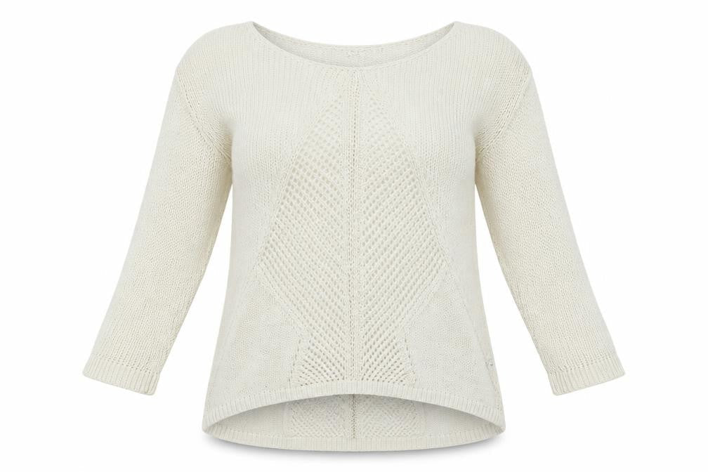 Next Women Ivory Knit 3/4 Sleeve Pullover Jumper Size 12