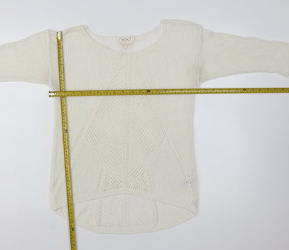 Next Women Ivory Knit 3/4 Sleeve Pullover Jumper Size 12
