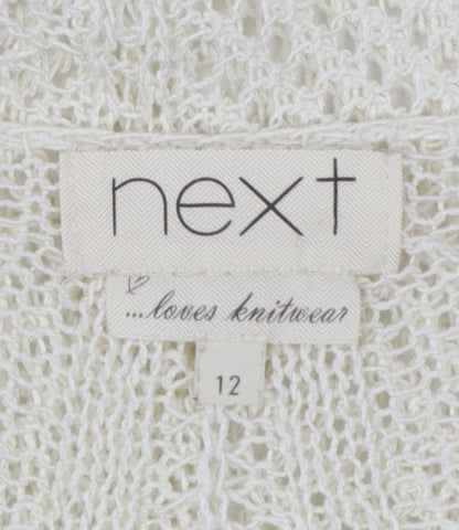 Next Women Ivory Knit 3/4 Sleeve Pullover Jumper Size 12