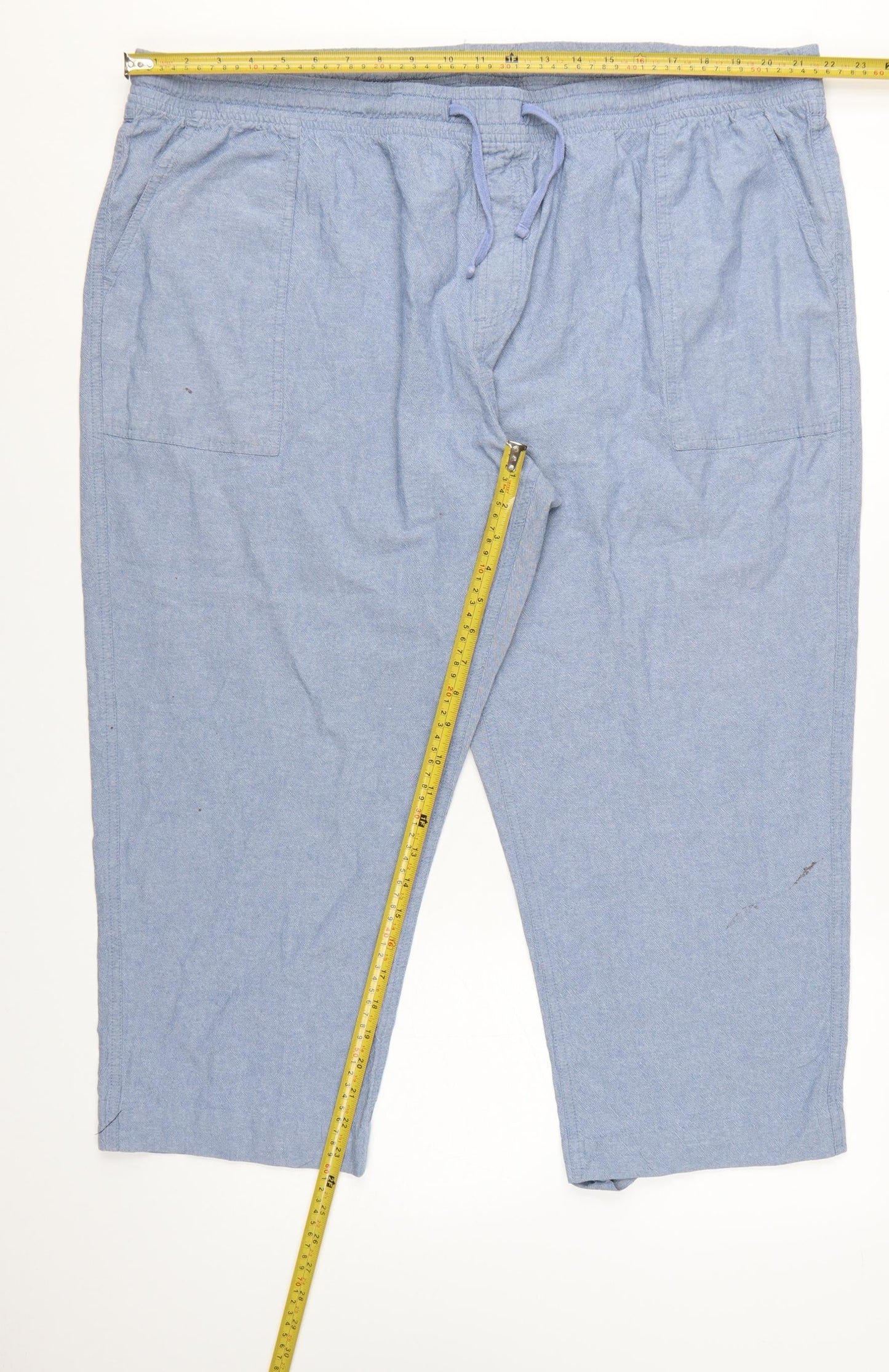Cotton Traders Womens Blue 3XL Chambray Cropped Trousers