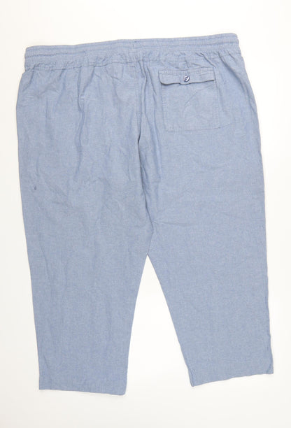 Cotton Traders Womens Blue 3XL Chambray Cropped Trousers
