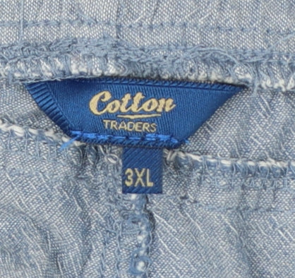 Cotton Traders Womens Blue 3XL Chambray Cropped Trousers