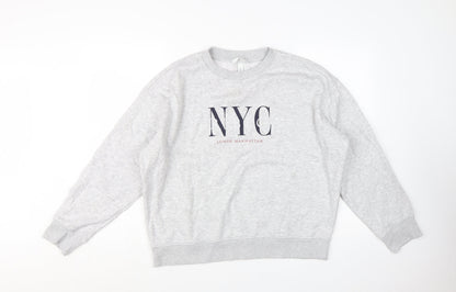 H&M Women's Grey NYC Lower Manhattan Pullover Sweatshirt Size 12
