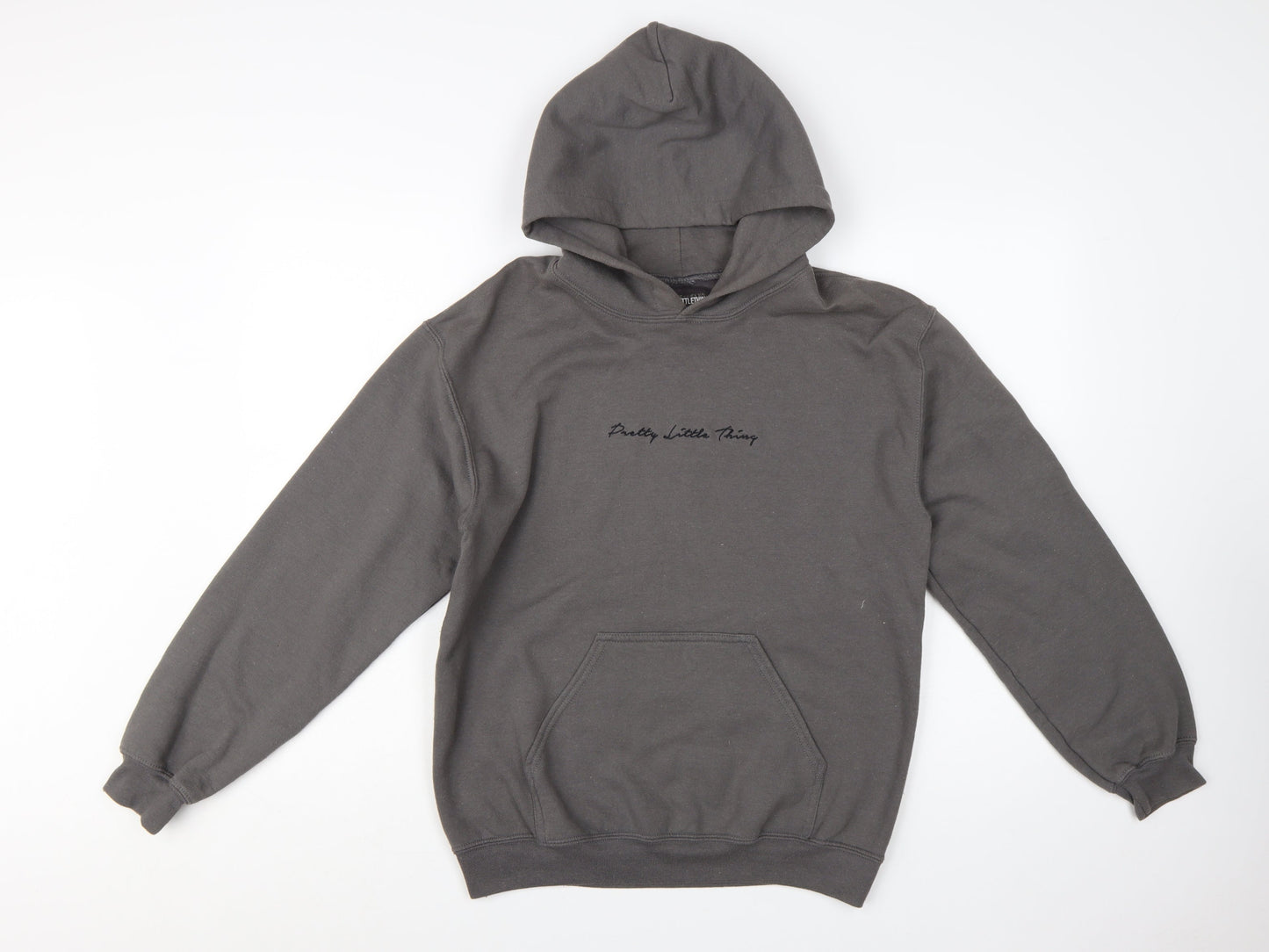 PrettyLittleThing Women's Grey Pullover Hoodie Size S Cotton Blend