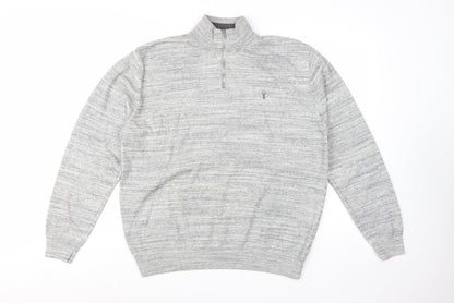 Next Men's Grey XL 1/2 Zip High Neck Cotton Jumper