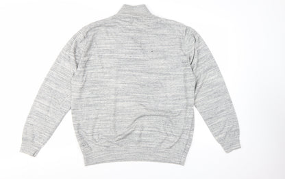 Next Men's Grey XL 1/2 Zip High Neck Cotton Jumper