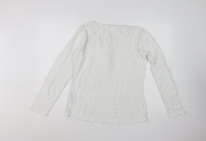Next Women’s White Cotton Long Sleeve Henley Top Size 10