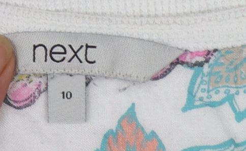 Next Women’s White Cotton Long Sleeve Henley Top Size 10