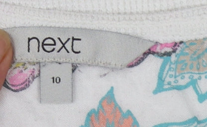 Next Women’s White Cotton Long Sleeve Henley Top Size 10