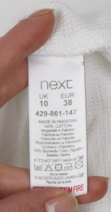 Next Women’s White Cotton Long Sleeve Henley Top Size 10