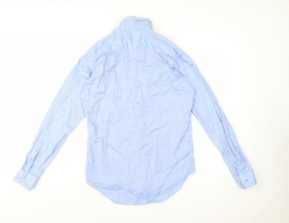 Zara Man Blue Slim Fit Long Sleeve Cotton Button-Up Shirt M