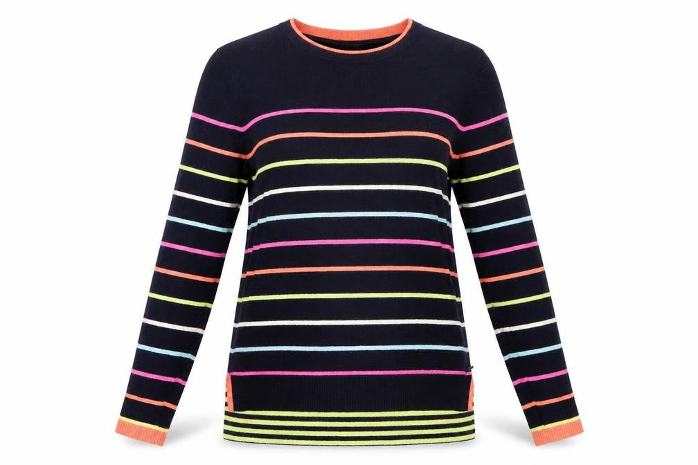 White Stuff Womens Multicoloured Stripe Merino Cotton Jumper UK 14