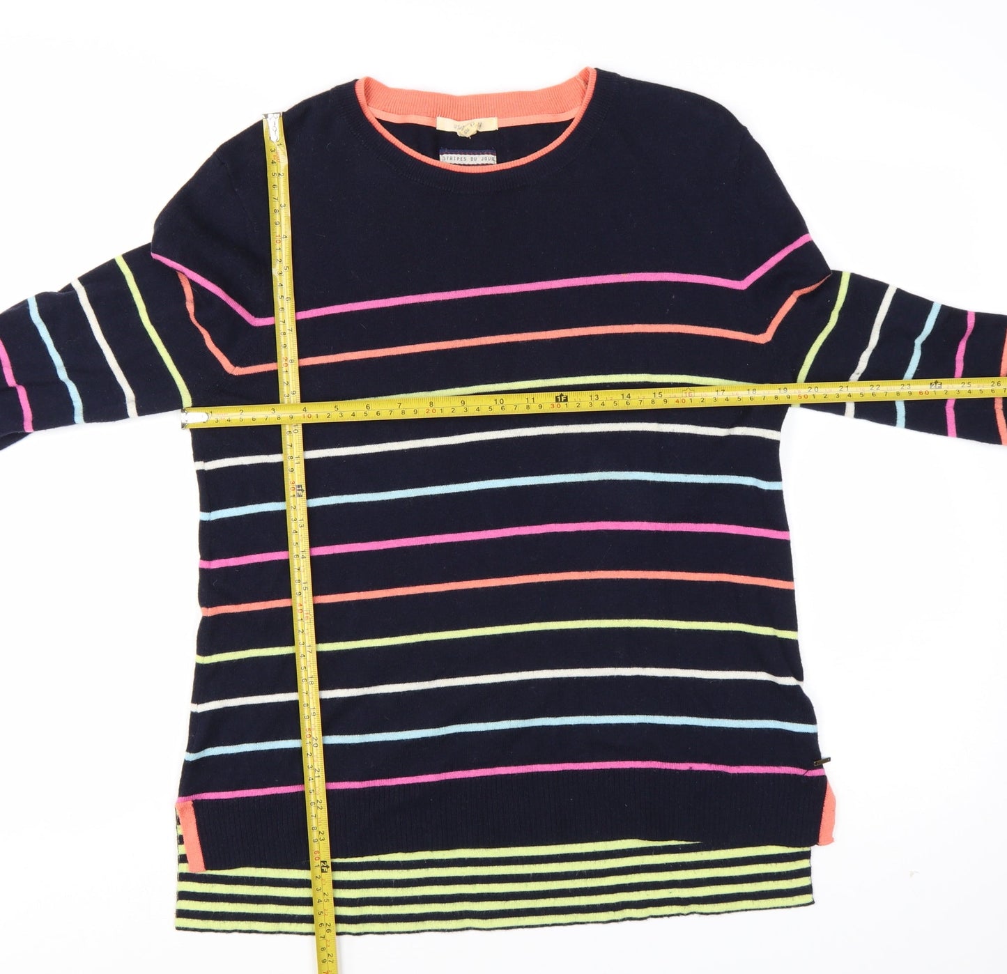White Stuff Womens Multicoloured Stripe Merino Cotton Jumper UK 14